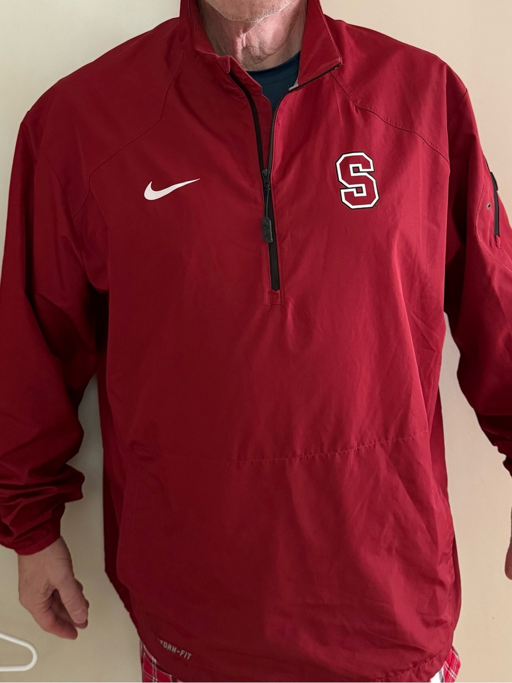 Stanford Nike Men’s Red Half-Zip Windbreaker with S Patch